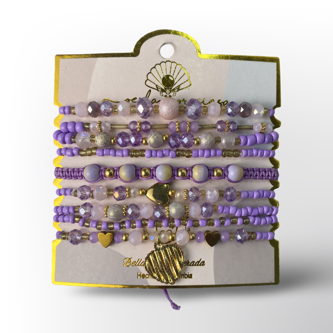 Set de Pulseras Múltiples con Cristales y Cuentas | Elige tu Color y Estilo