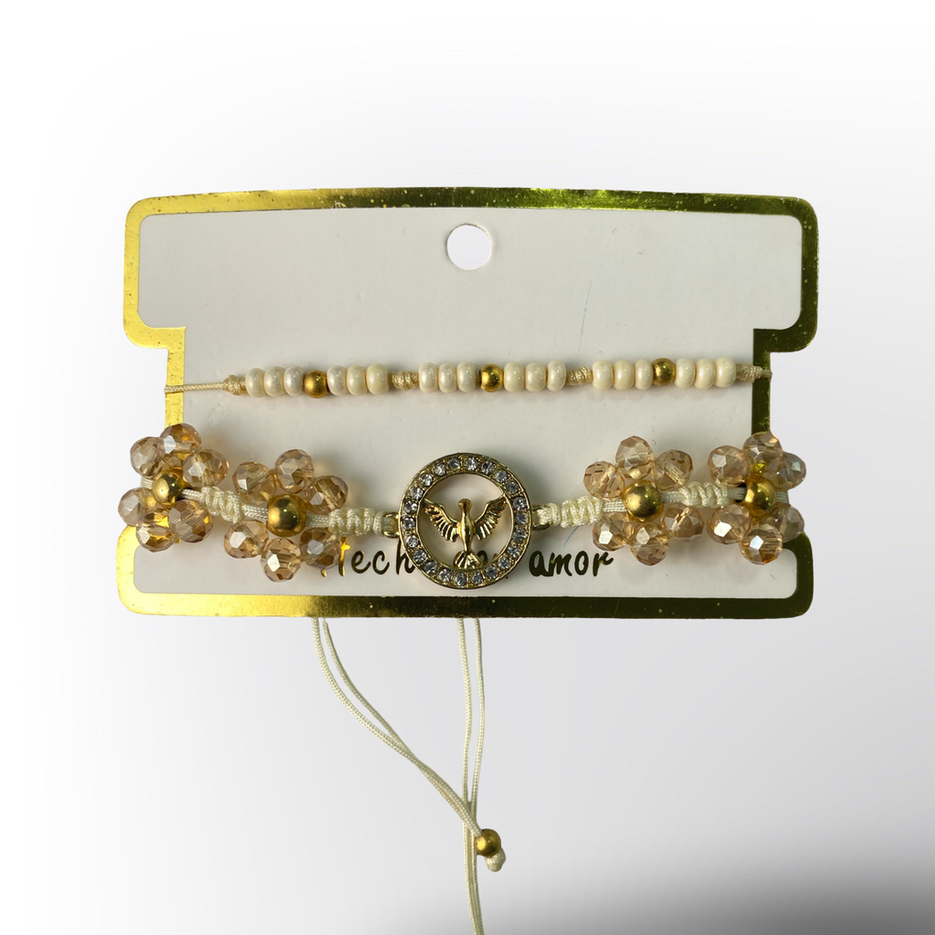 Pulsera de Perlas de Agua Dulce y Corazón Enchapado en rodio | Hecho a Mano