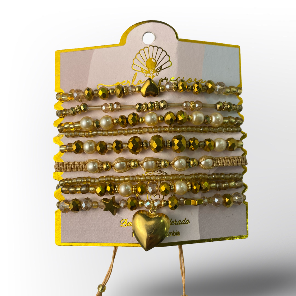 Set de Pulseras Múltiples con Cristales y Cuentas | Elige tu Color y Estilo