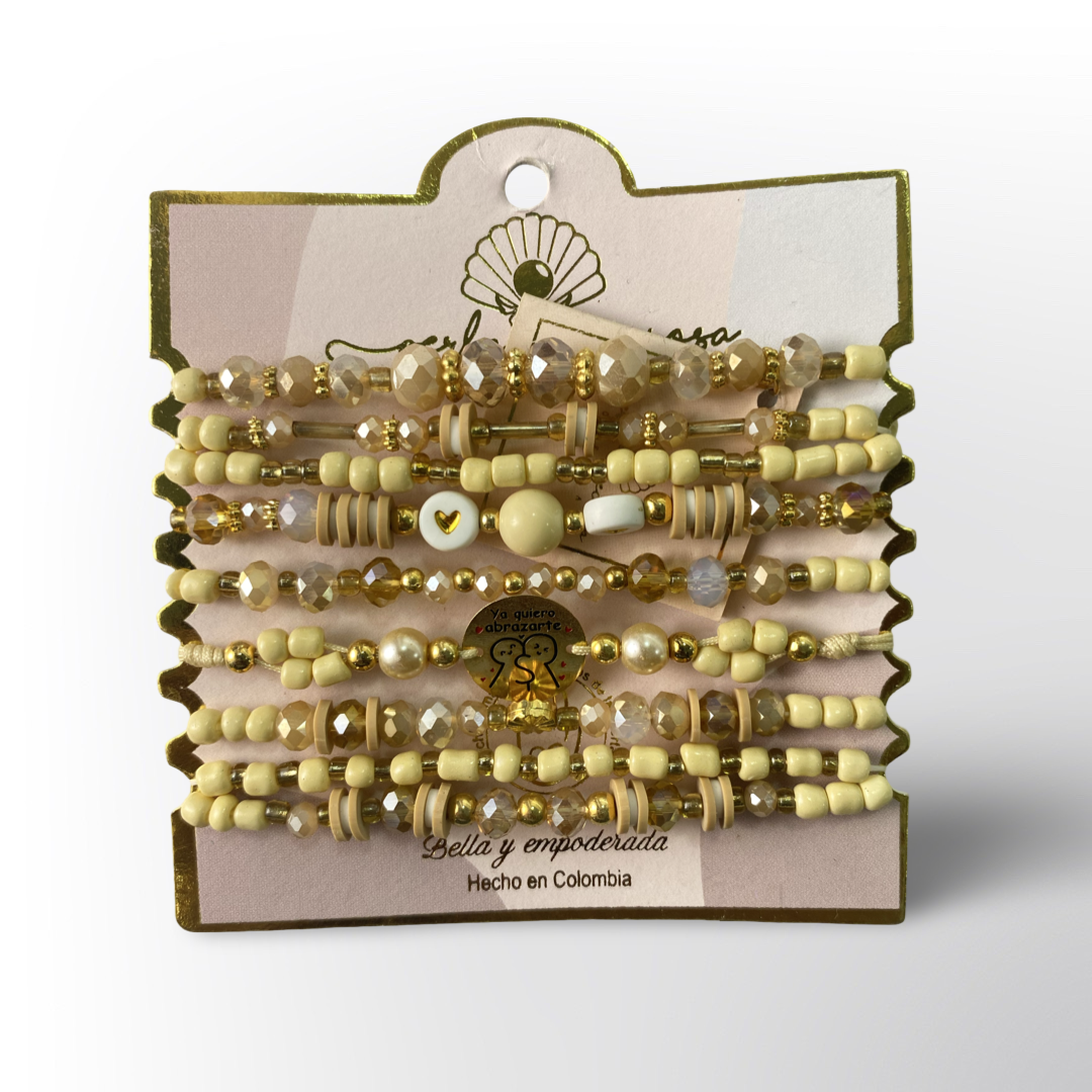Set de Pulseras Múltiples con Cristales y Cuentas | Elige tu Color y Estilo