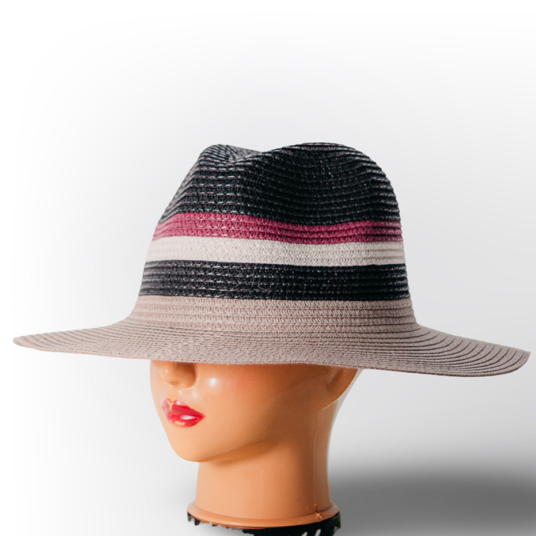 Sombrero de Paja a Rayas Multicolor | Fedora de Verano Elegante