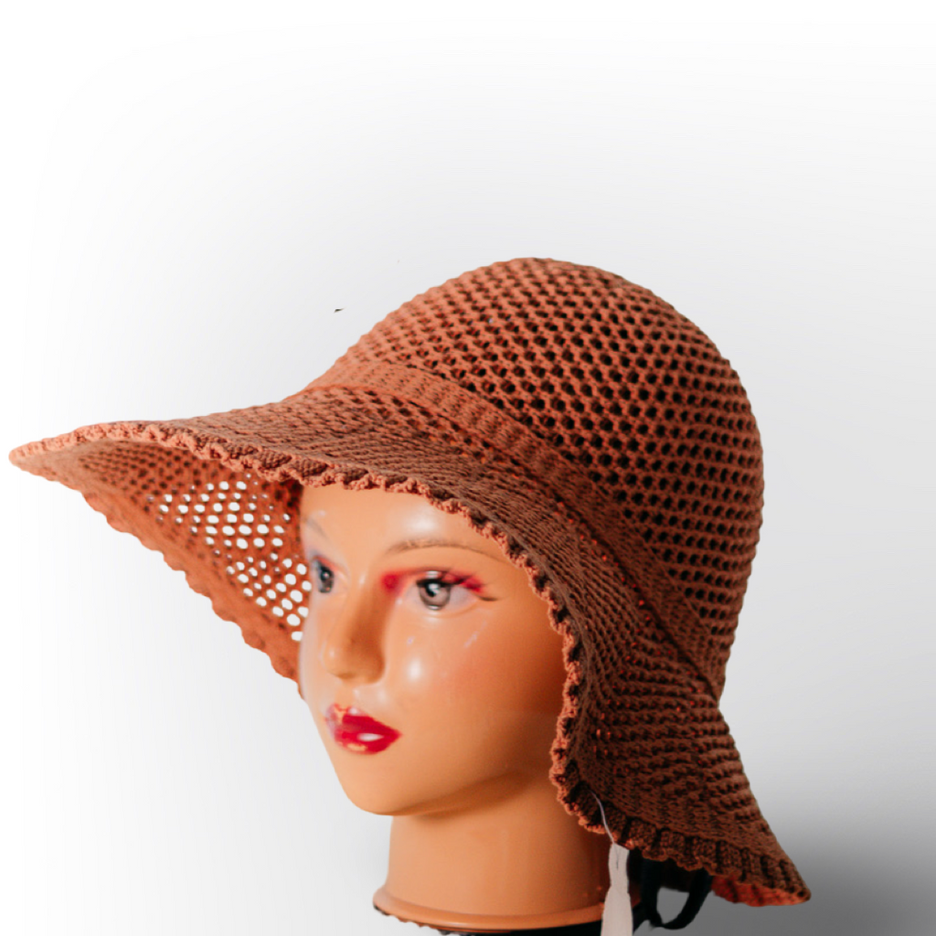 Sombrero Tipo Crochet | Sombrero de Verano de Ala Ancha para Mujer