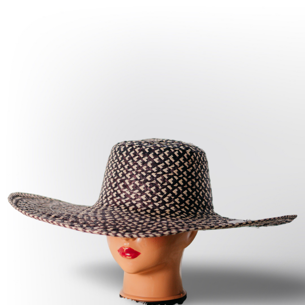 Sombrero Tradicional Jobao a Cuadros | Estilo Rústico Bohemio de Ala Ancha