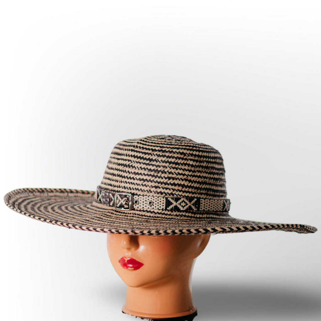 Sombrero Tradicional Jobao a Cuadros | Estilo Rústico Bohemio de Ala Ancha