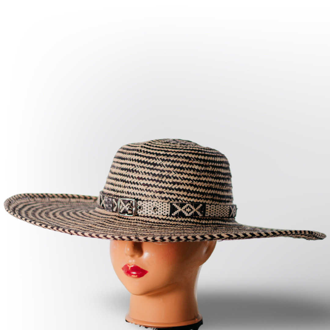 Sombrero Tradicional Jobao a Cuadros | Estilo Rústico Bohemio de Ala Ancha
