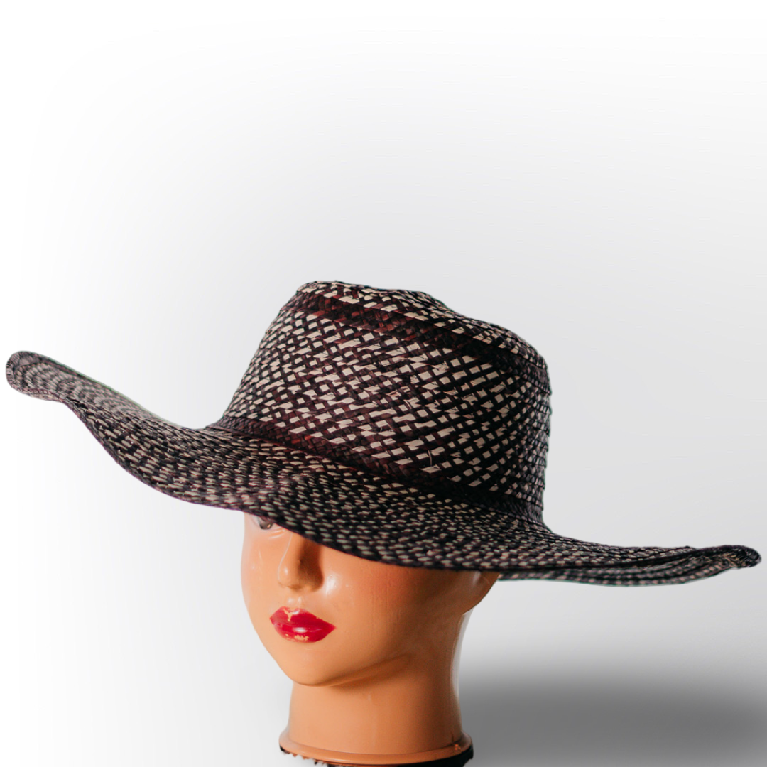 Sombrero Tradicional Jobao a Cuadros | Estilo Rústico Bohemio de Ala Ancha