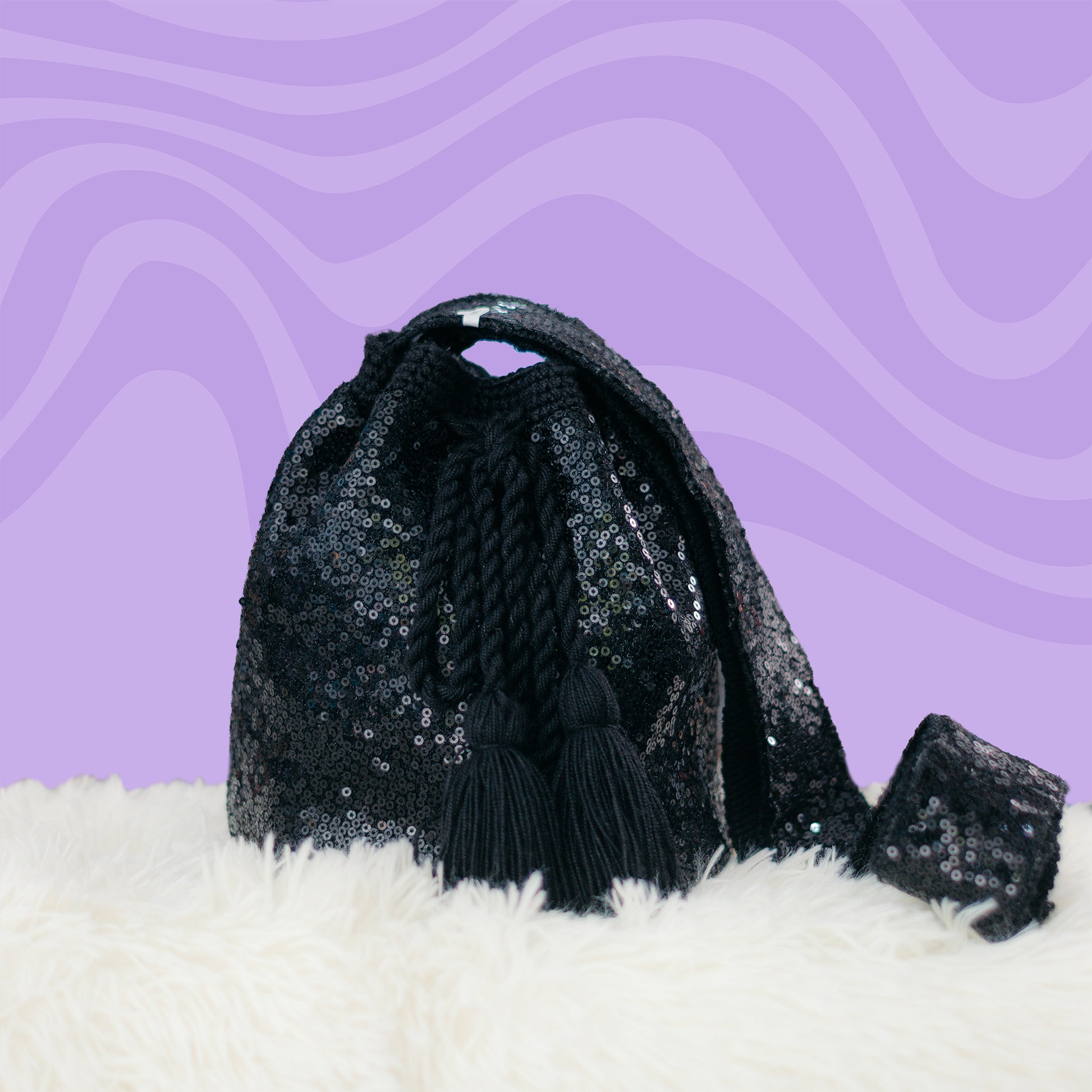 🖤 Mochila tipo Wayuu Negra con Lentejuelas – Edición Especial
