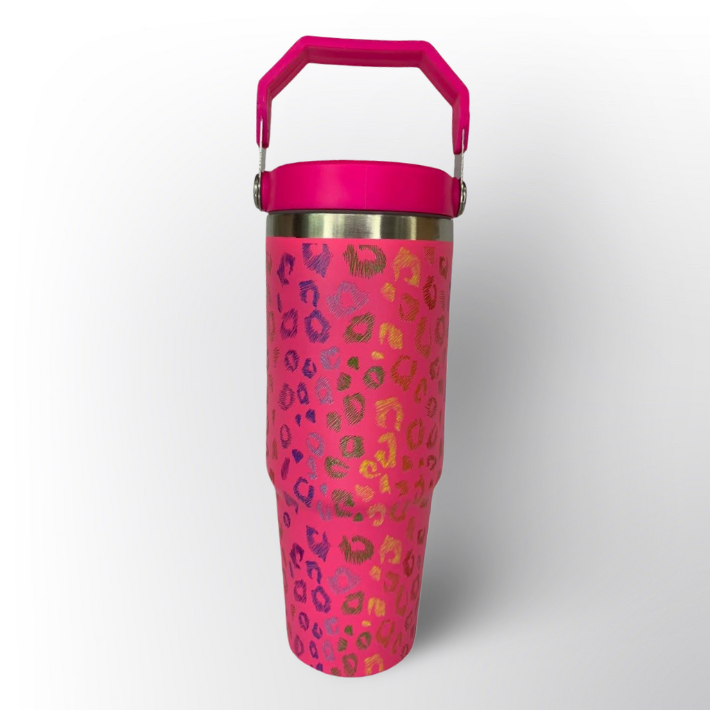 Termo Animal Print Morado o Rosa con Asa Reforzada y Aislamiento Térmico 900ml