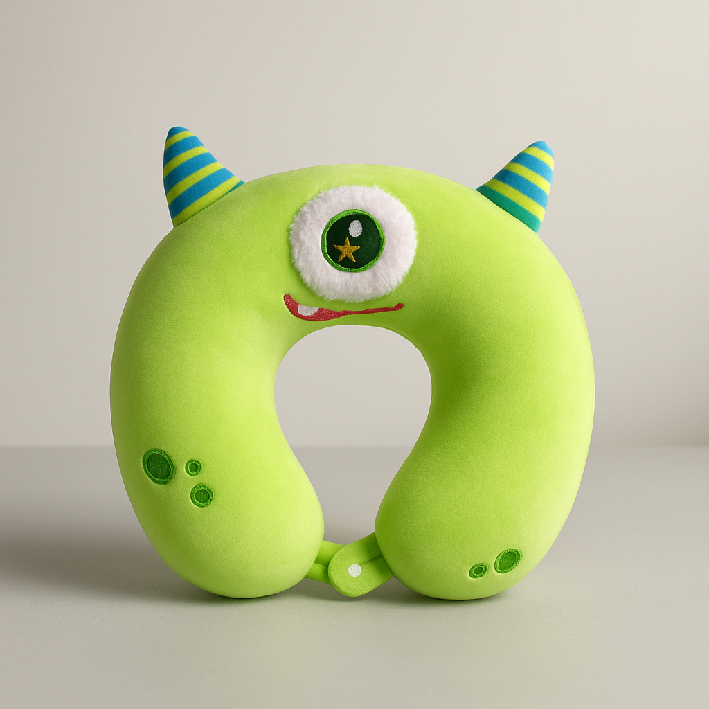 Cojín de Viaje Infantil Monstruo Verde – Almohada Divertida para Regalo
