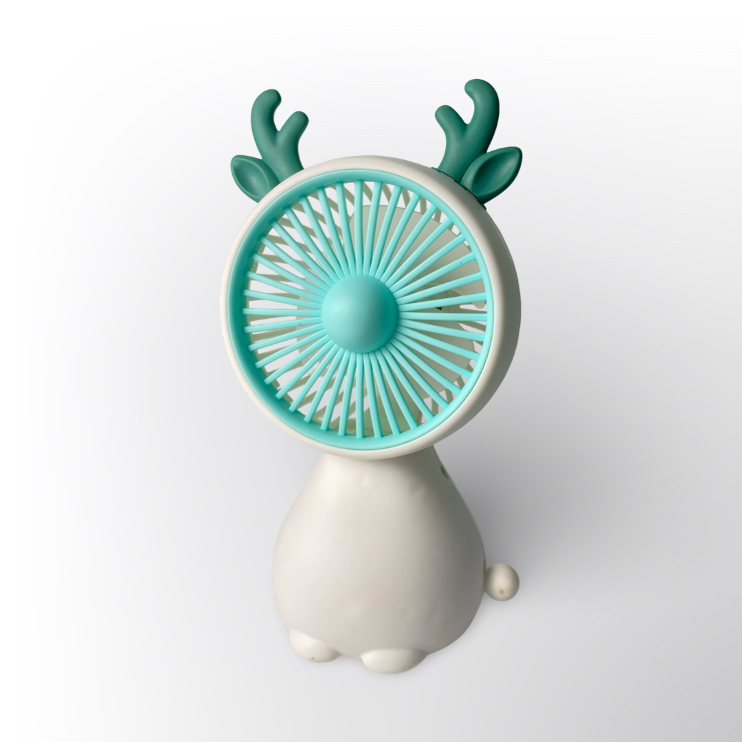 Mini Ventilador de Mesa Recargable con Diseño de Ciervo - Silencioso y Portátil