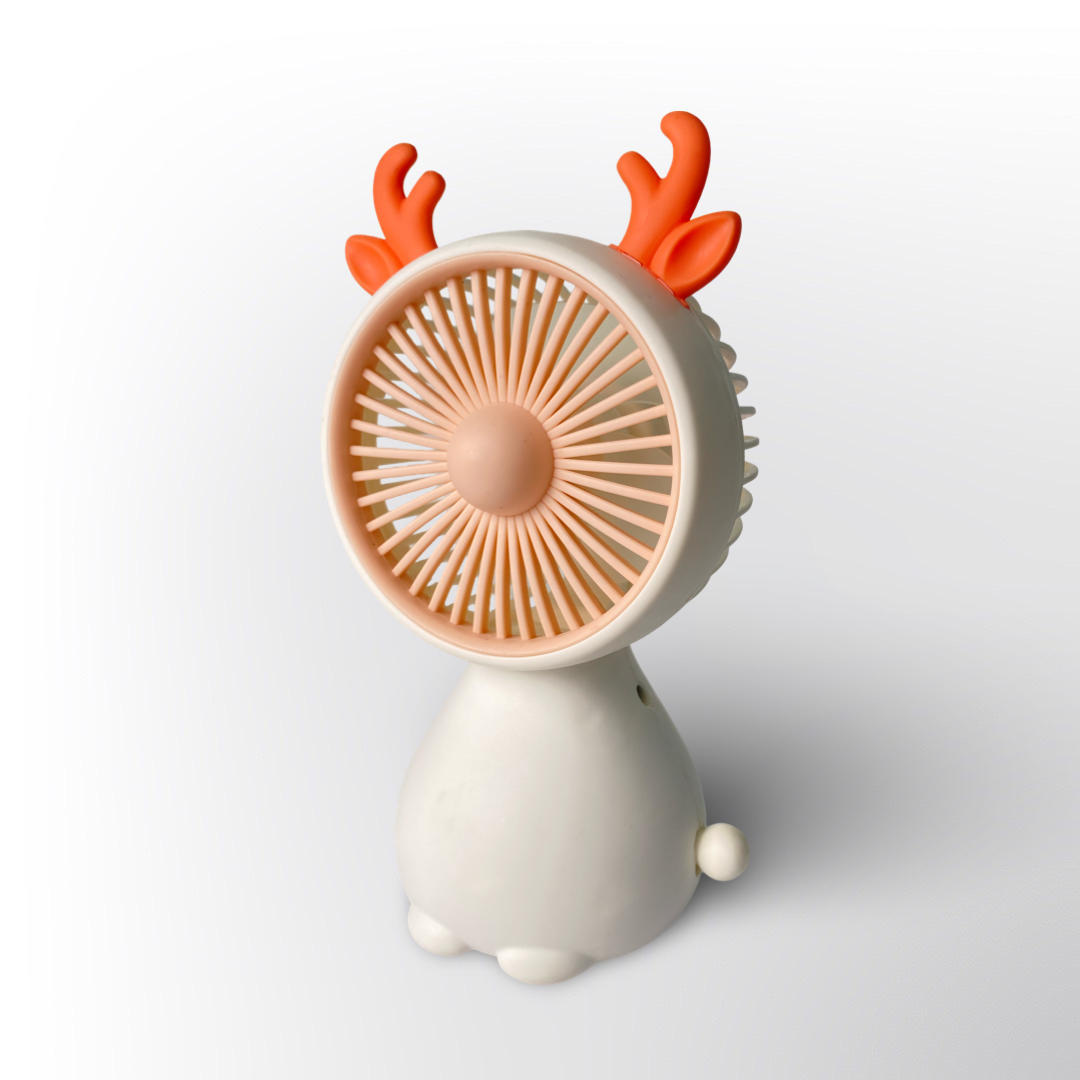 Mini Ventilador de Mesa Recargable con Diseño de Ciervo - Silencioso y Portátil