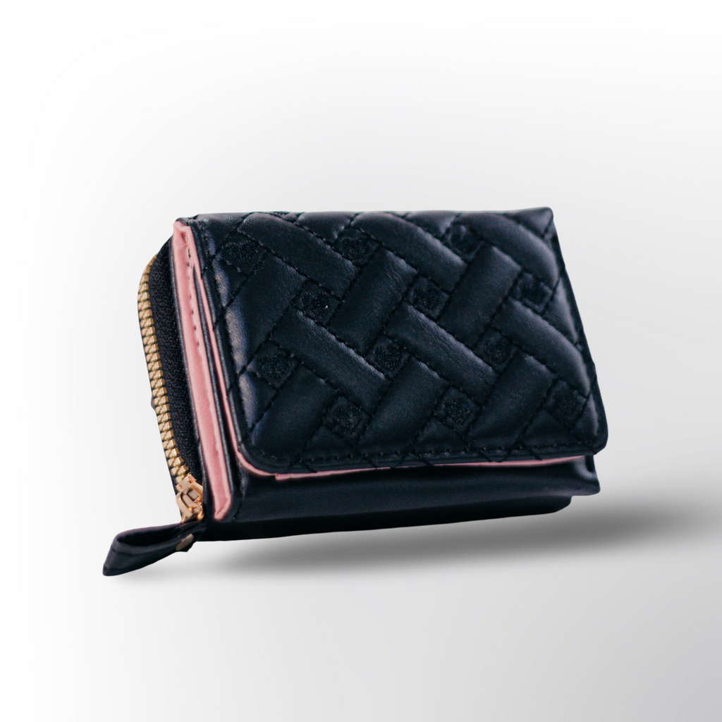 Cartera Acolchada con Diseño Trenzado y Detalles bordados – Billetera Elegante con Cierre Metálico